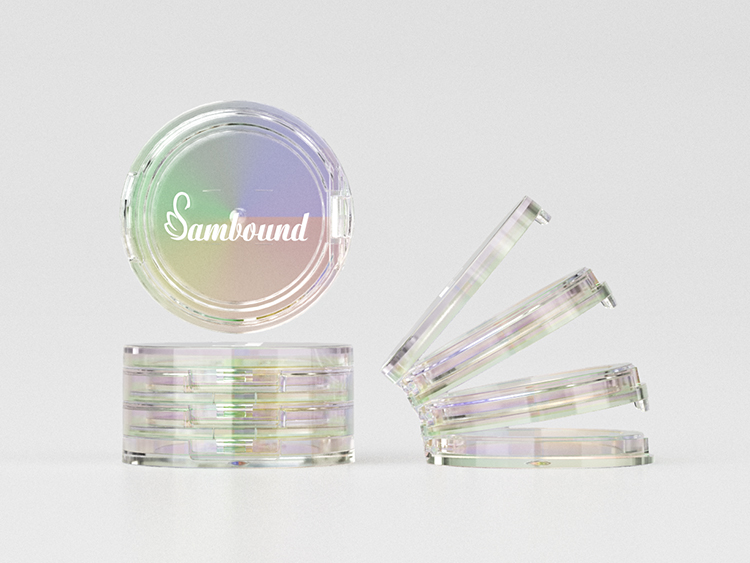 化妝品生產(chǎn)廠家定做電鍍幻彩粉餅盒