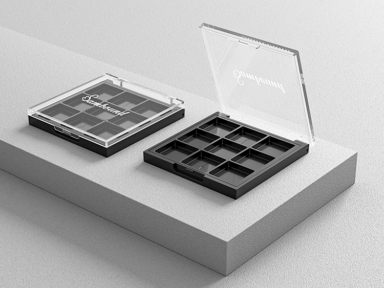 九宮格透明蓋眼影盤包裝注塑件 九宮格透明蓋眼影盤包裝注塑件