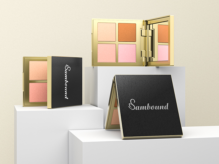 仿皮革紋理四色眼影盤包裝加工定制 仿皮革紋理四色眼影盤包裝加工定制